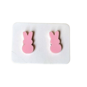 Pink bunny stud earrings